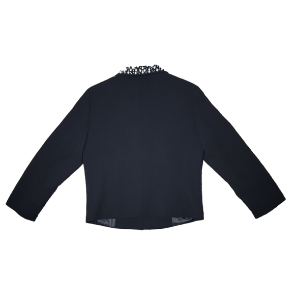 Tahari - NWT- Pearl Collar Shoulder Padded Blazer Cape Jacket - Black - Size 8 - Picture 7 of 10